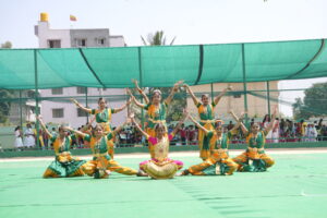 Students practicing sports and arts at Aadya Academy, the best residential school in North Bangalore.