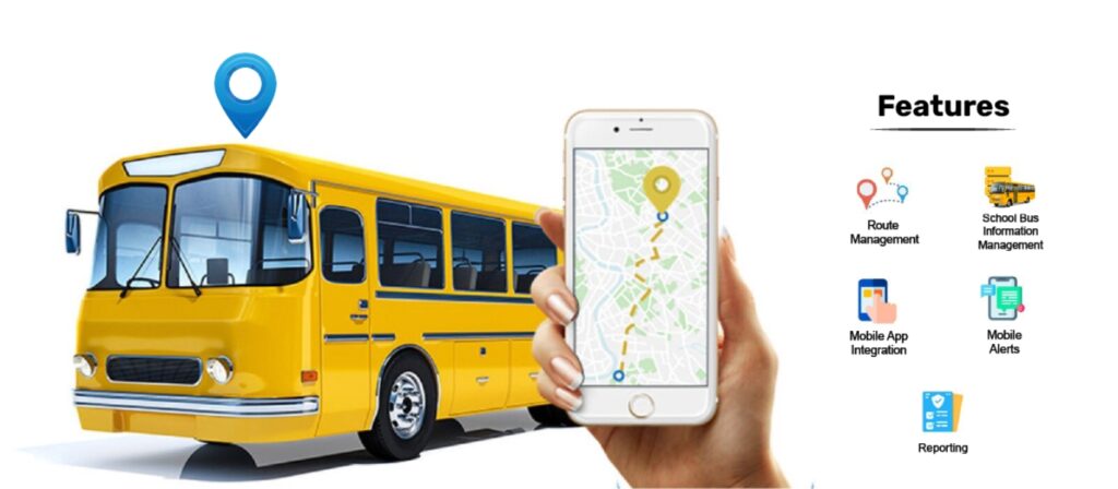 Parent tracking school van location in real-time on a mobile app for student safety.